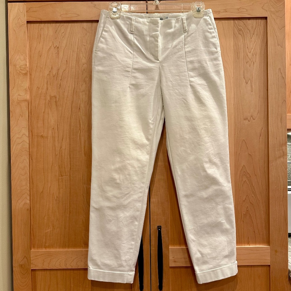 Boden Chelsea Turn Up Ankle Trousers in Ivory size 4P